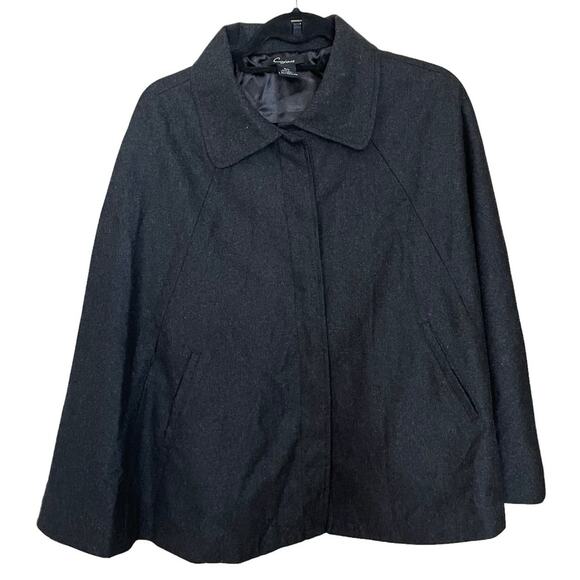 Cejon Women’s Wool Blend Poncho Cape M/L Gray with Front Buttons & Belted Waist - Picture 1 of 5